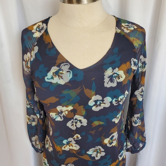 CAbi Pirouette Floral Semi Sheer Long Sleeve Tiered Dress Style 3460 Size XS - Picture 3 of 12